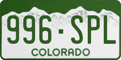 CO license plate 996SPL