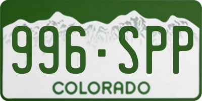 CO license plate 996SPP