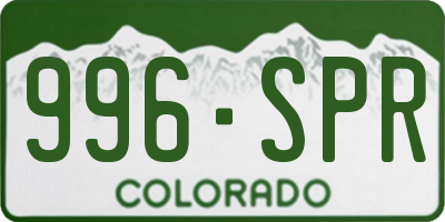 CO license plate 996SPR