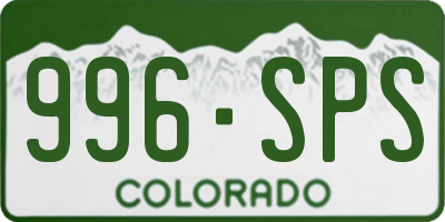 CO license plate 996SPS