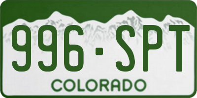 CO license plate 996SPT