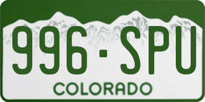 CO license plate 996SPU