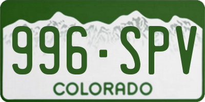 CO license plate 996SPV
