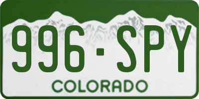 CO license plate 996SPY