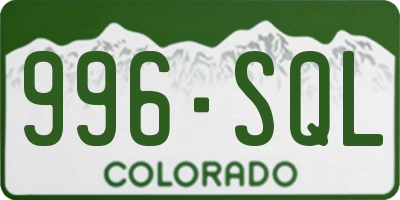 CO license plate 996SQL