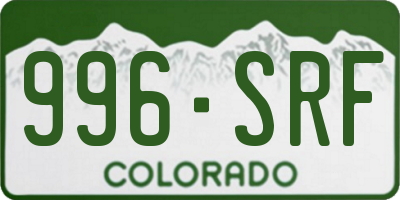 CO license plate 996SRF