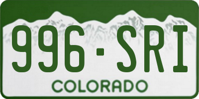 CO license plate 996SRI