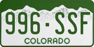 CO license plate 996SSF
