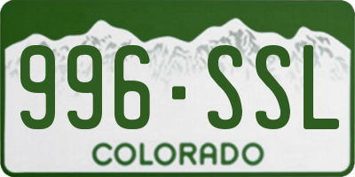 CO license plate 996SSL