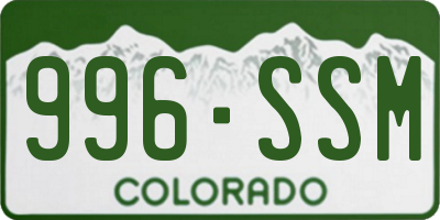 CO license plate 996SSM