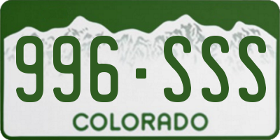 CO license plate 996SSS