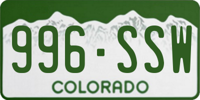 CO license plate 996SSW