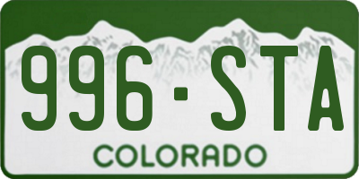 CO license plate 996STA
