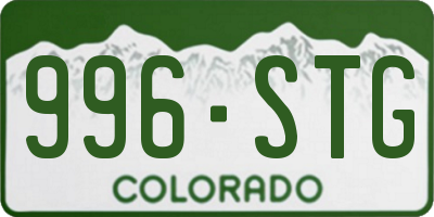 CO license plate 996STG