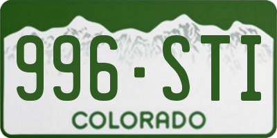 CO license plate 996STI