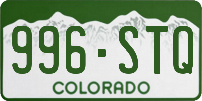 CO license plate 996STQ
