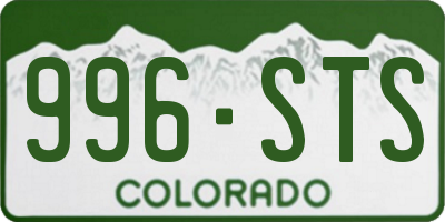 CO license plate 996STS
