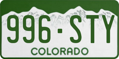 CO license plate 996STY