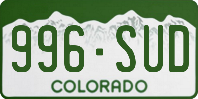 CO license plate 996SUD