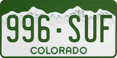 CO license plate 996SUF