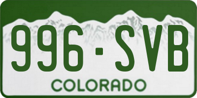 CO license plate 996SVB
