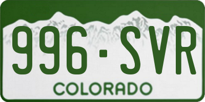 CO license plate 996SVR