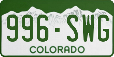 CO license plate 996SWG