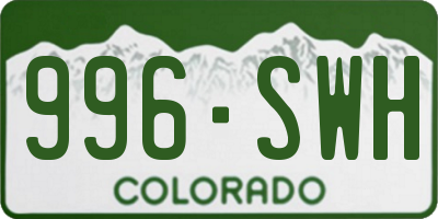 CO license plate 996SWH