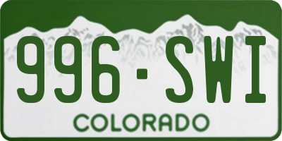 CO license plate 996SWI