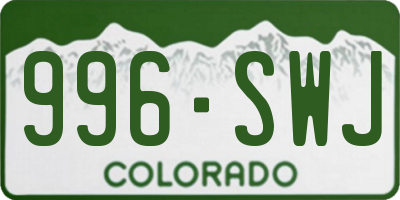 CO license plate 996SWJ