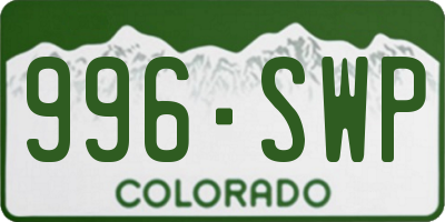 CO license plate 996SWP