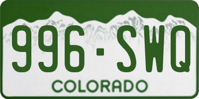CO license plate 996SWQ