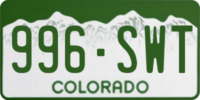 CO license plate 996SWT