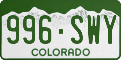 CO license plate 996SWY