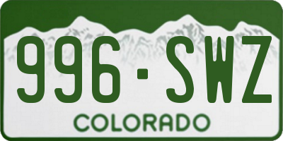 CO license plate 996SWZ