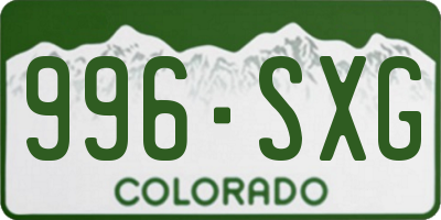 CO license plate 996SXG