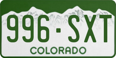 CO license plate 996SXT