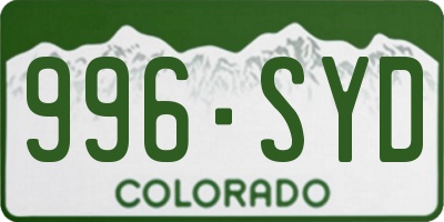 CO license plate 996SYD