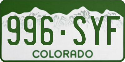 CO license plate 996SYF