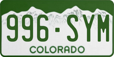 CO license plate 996SYM