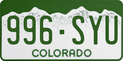 CO license plate 996SYU