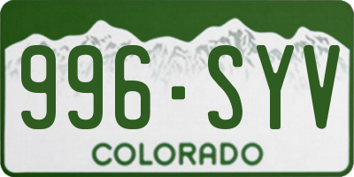 CO license plate 996SYV