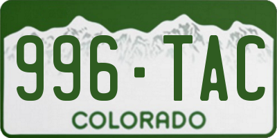 CO license plate 996TAC