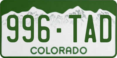 CO license plate 996TAD