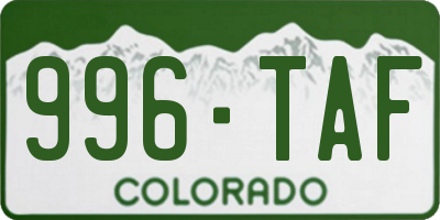 CO license plate 996TAF