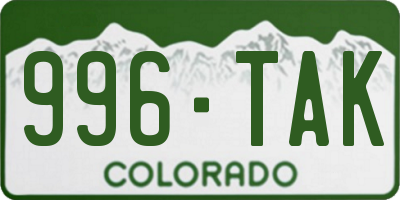 CO license plate 996TAK