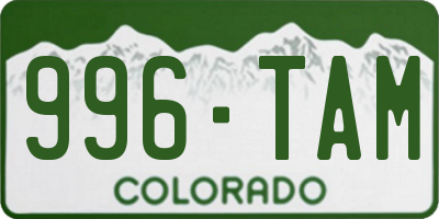 CO license plate 996TAM