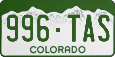 CO license plate 996TAS