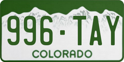 CO license plate 996TAY