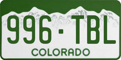 CO license plate 996TBL